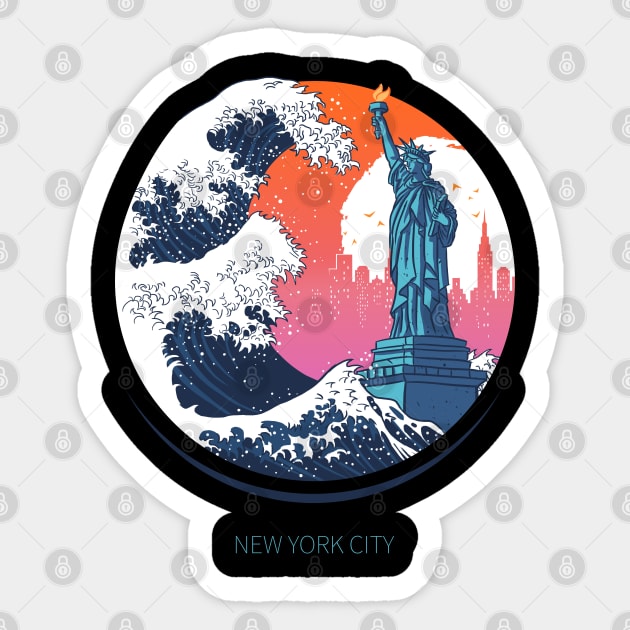 Wave Statue of liberty Sticker by albertocubatas